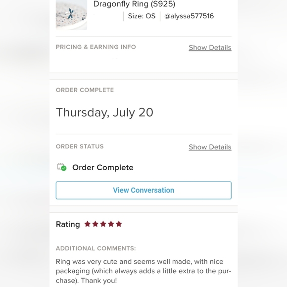 Dragonfly Ring (S925) - Picture 8 of 8